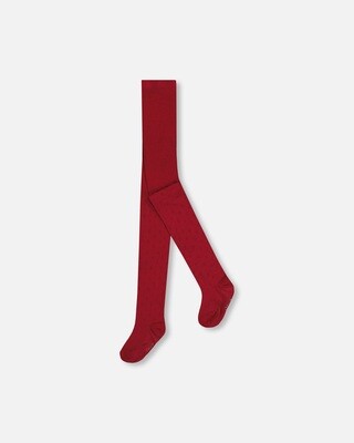 Deux Par Deux Tights With Hearts - Rumba Red