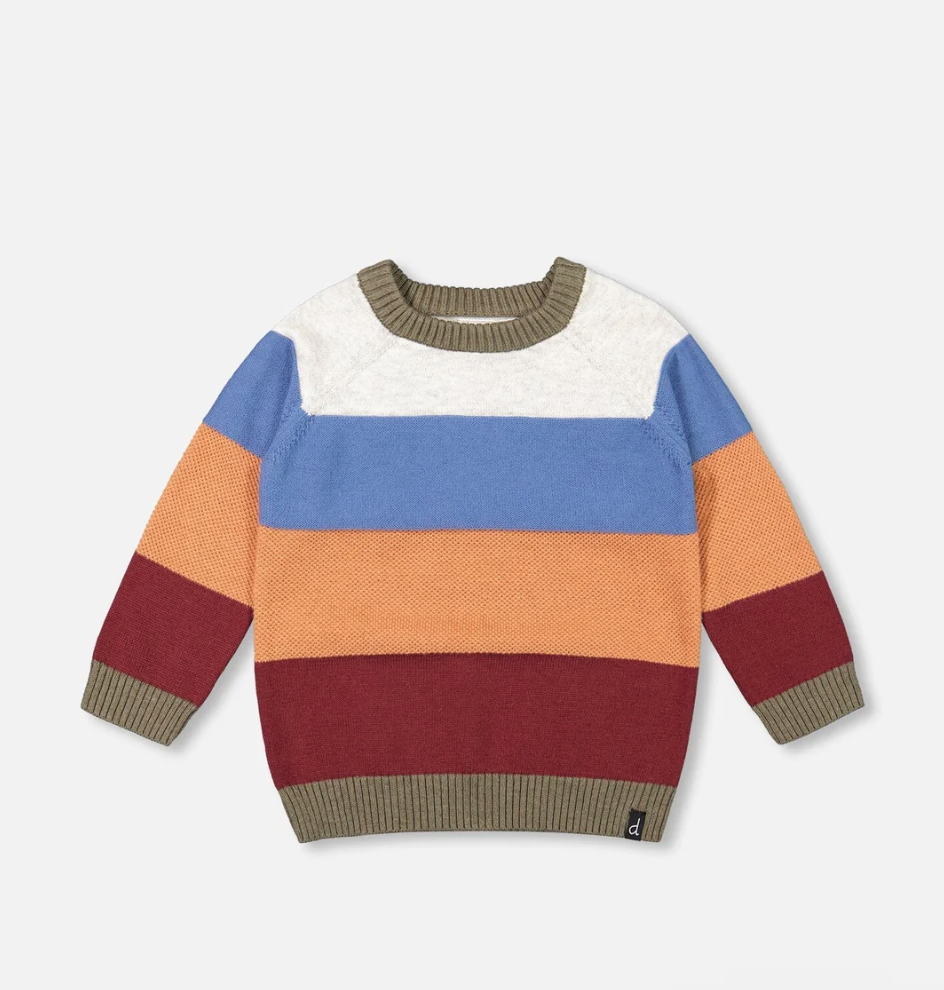 Deux Par Deux Color Block Raglan Sweater Oatmeal