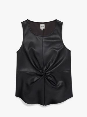 Nic + Zoe Faux Leather Twist Front Top