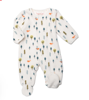 Magnetic Forest Baby Velour Footie