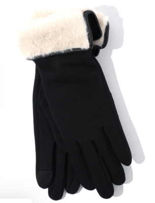 Echo Fold Down Faux Fur Cuff Glove - Black/White