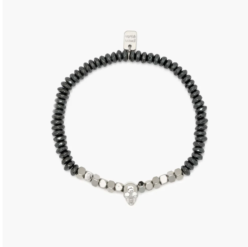 Pura Vida Hematite Bracelet W/ Skull