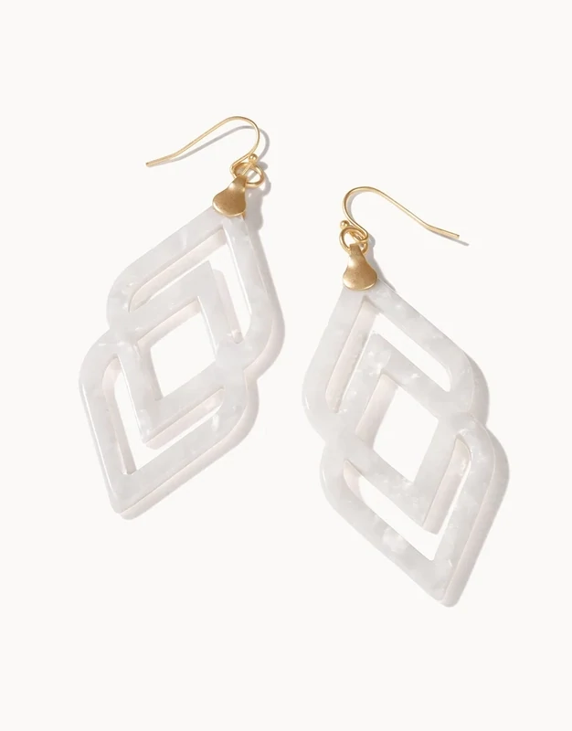 Spartina Deco Drama Earrings White Shimmer