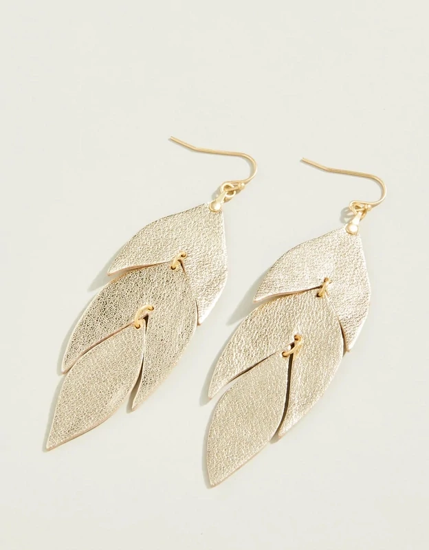 Spartina Leaf Leather Gold Earrings
