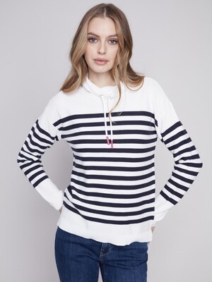 Charlie B Mock-Neck Stripe Ottoman Sweater Nautica