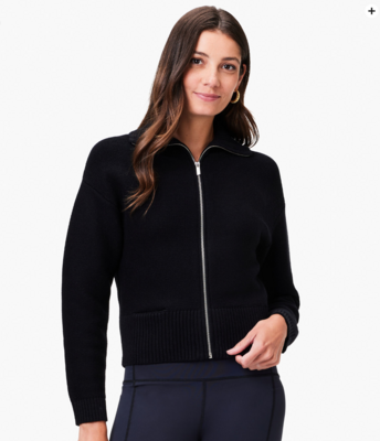 Nic + Zoe Zip Front Sweater Jacket Black
