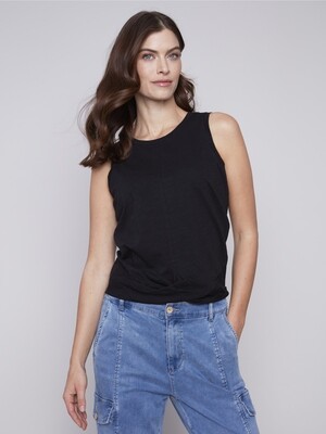 Charlie B Slvlss Tank Top With Twisted Hem Black