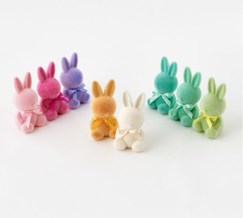 Pastel Flocked Sitting Bunny 7"
