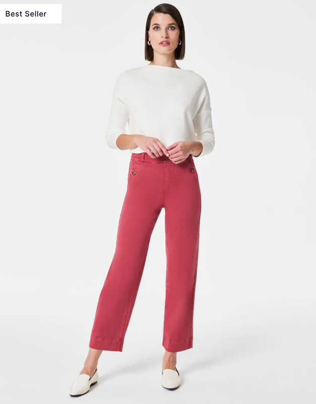 Spanx Stretch Twill Wide Leg Pant Wild Rose
