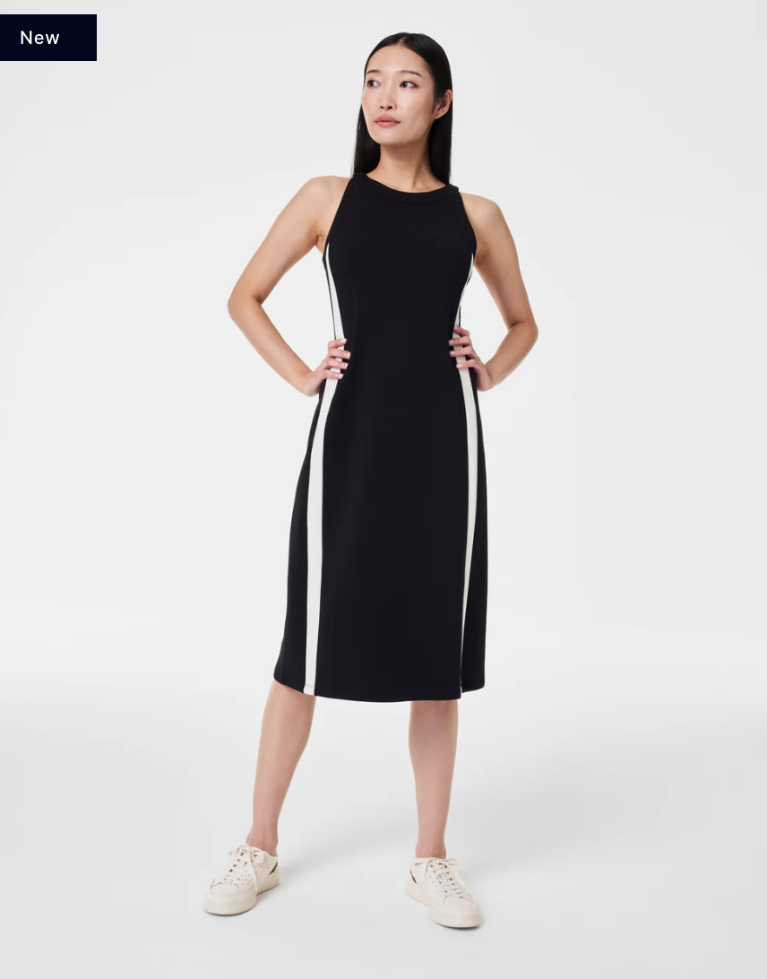 Spanx Airessentials Side Stripe Midi Dress Black