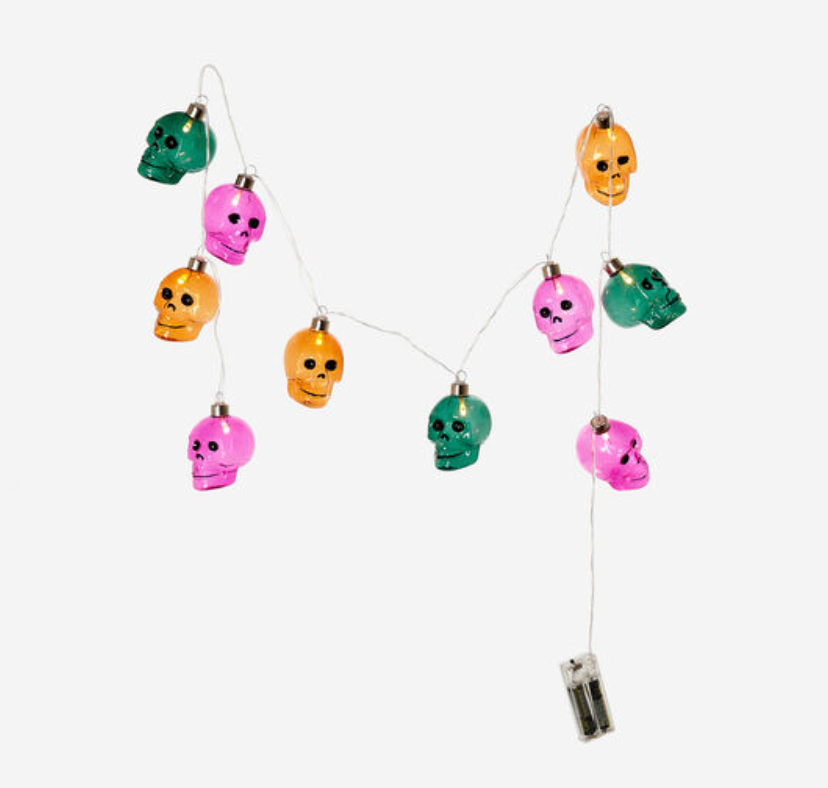 Lighted Skull Garland, Glass,