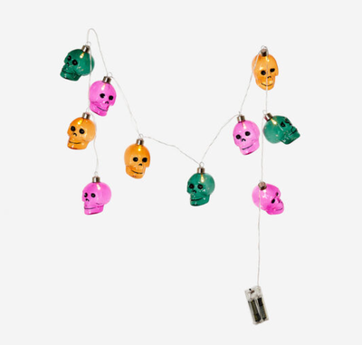 Lighted Skull Garland, Glass,