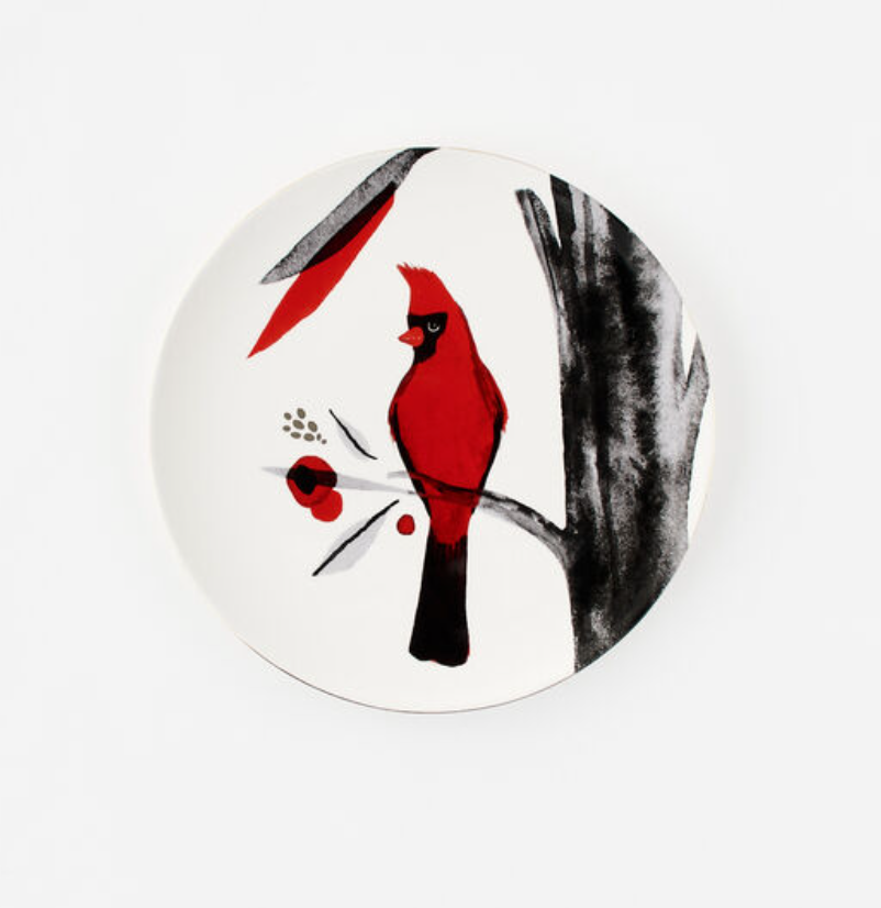 Winter Forest Cardinal Plate