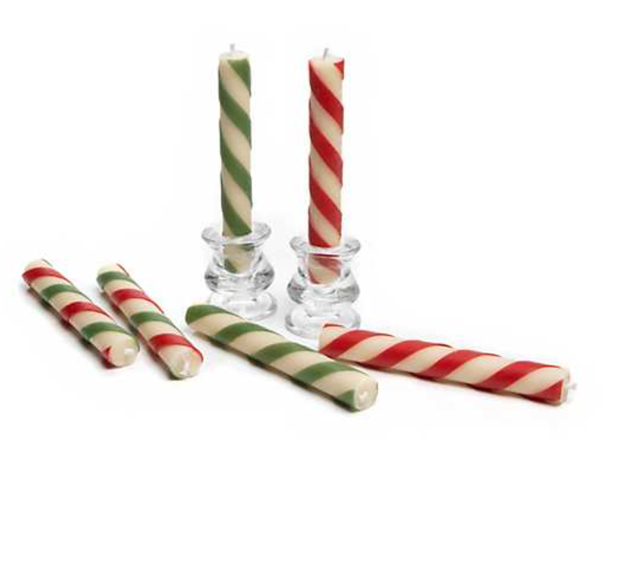 Mackenzie Mini Candy Cane Dinner Candles, Set of 6