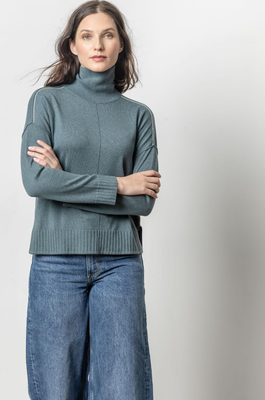 Lilla P Relaxed Turtleneck Sweater - Heron