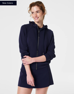 Spanx Airessentials Full Zip Hoodie Lapis Blue