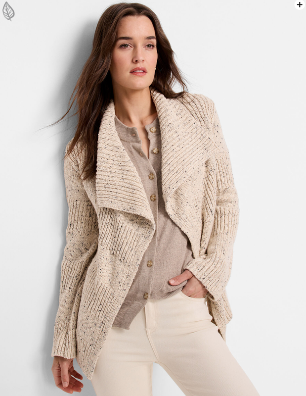 Nic + Zoe Texture Tweed Cardigan Neutral