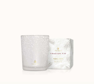 Thymes Frasier Fir Flocked Collection Votive Candle 2oz