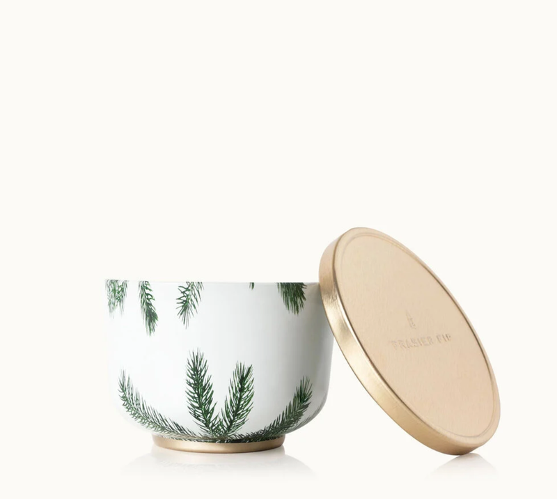Thymes Frasier Fir Poured Candle Tin, Gold Lid
