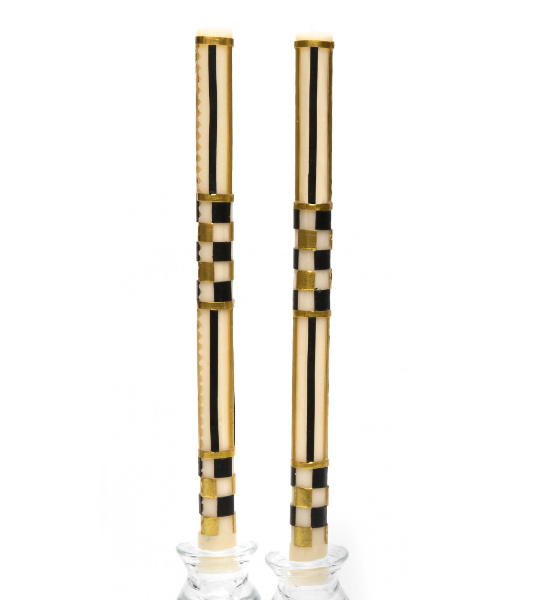 MacKenzie Taper Candle - Check & Stripe