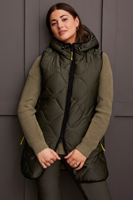 Tribal Puffer Vest Spinach