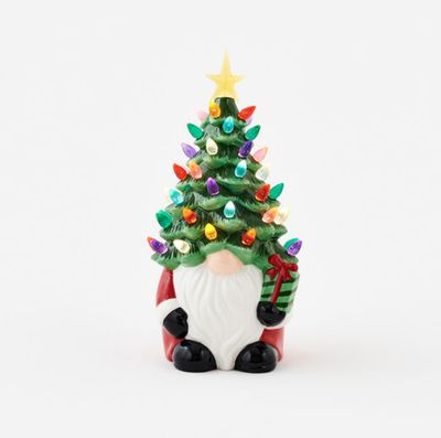 Vintage Tree Lighted Gnome