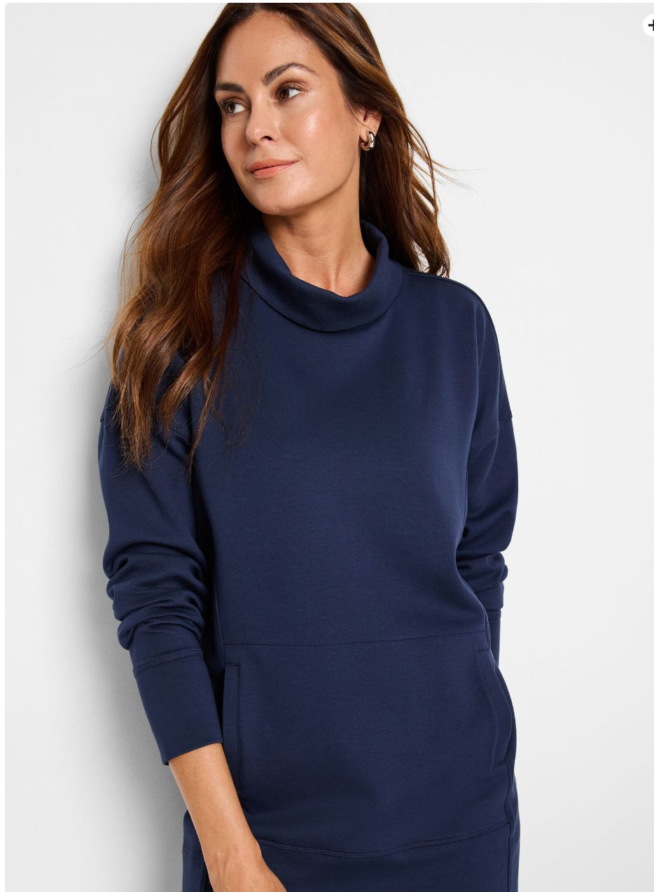 Nic + Zoe Scuba Funnel Neck Top Ink