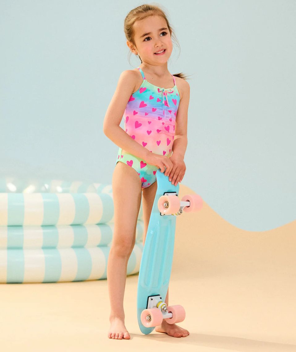 Hatley Kaleidoscope Hearts Ruched Front Swimsuit