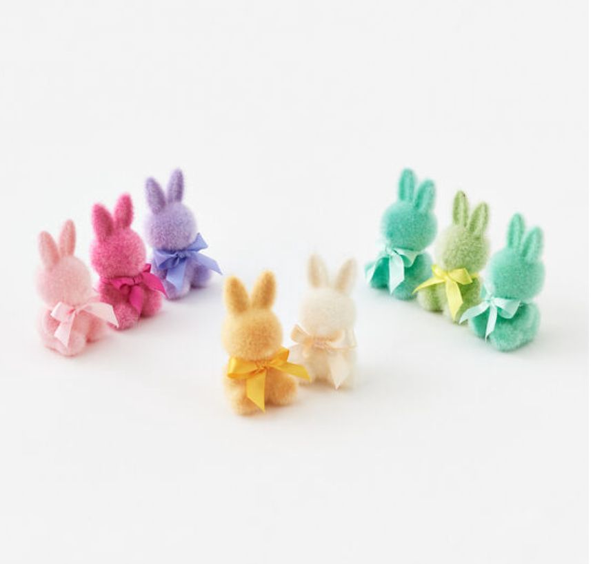 Flocked Sitting Bunny Small