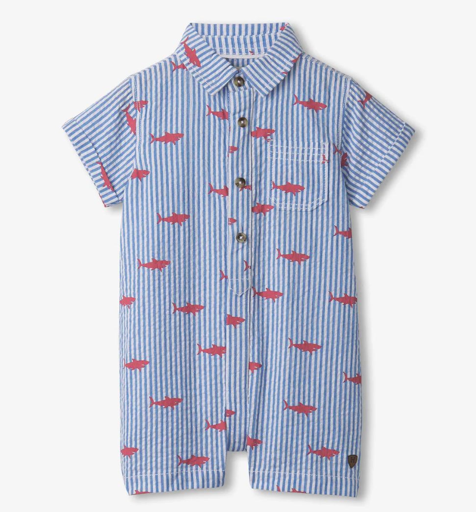 Hatley Shark Silhouette Woven Romper