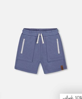 French Terry Zip Pocket Shorts Stonewash