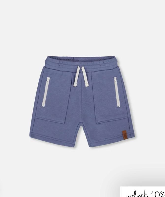 French Terry Zip Pocket Shorts Stonewash