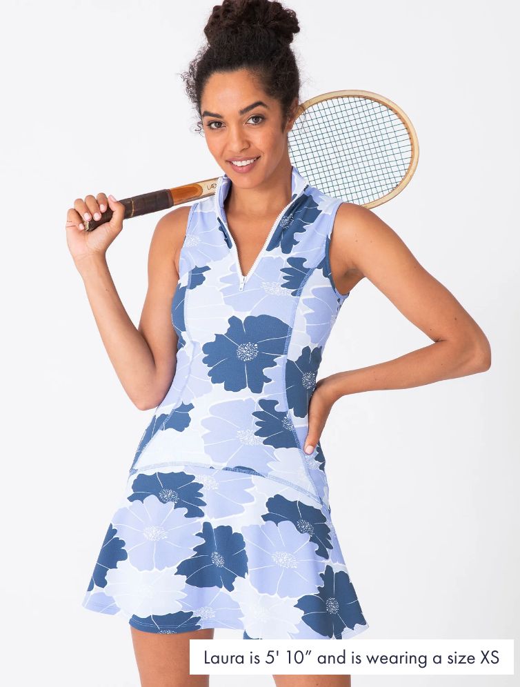Mahi Court Dress Glowing Gardenia Blue