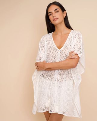 Echo Eyelet Butterfly Caftan White