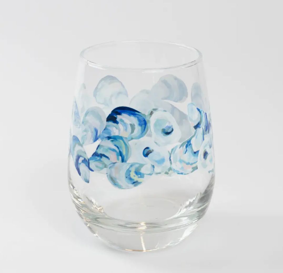 Kim Hovell Stemless Wine Glass - Flowing Shells