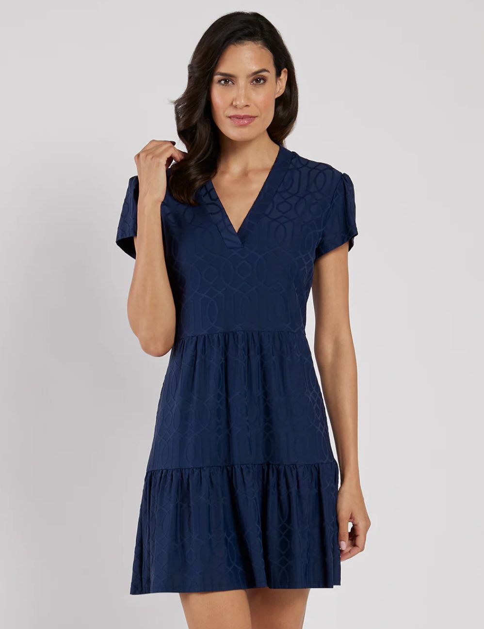 Jude Ginger Dress Jacquard Garden Gate Navy