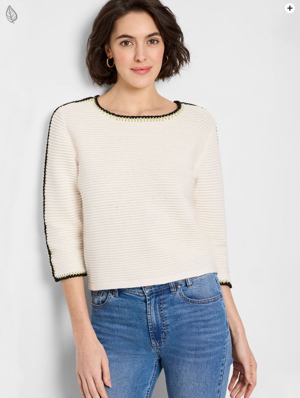 Nic + Zoe Ottoman Stitched Sweater Cream