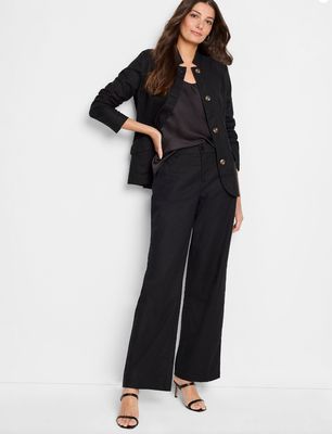 Nic + Zoe 31" Linen Cotton Eliot Wide-Leg Pant Black