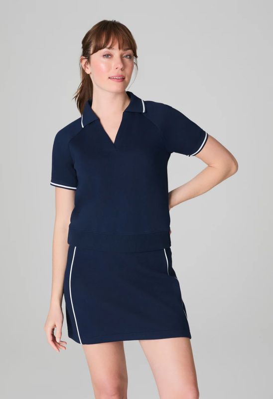 Spanx AirPique Short Sleeve Polo Timeless Navy