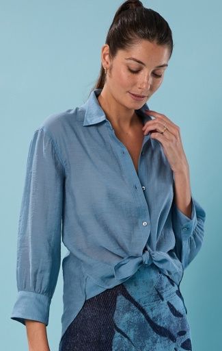 Nic + Zoe Breeze Shirt Misty Blue