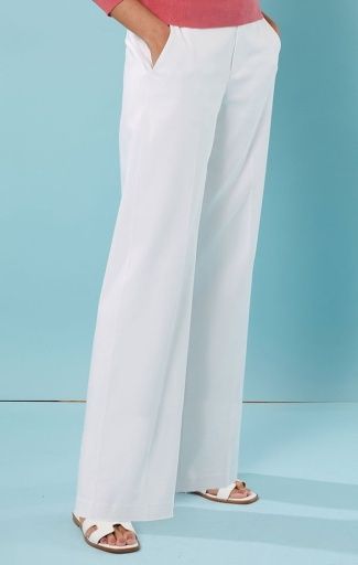 Nic + Zoe Cotton Wide Leg Trouser Paper White, Size: 10