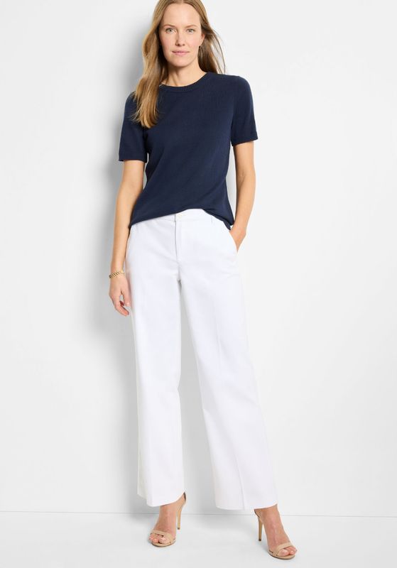 Nic + Zoe Cotton Wide Leg Trouser Paper White