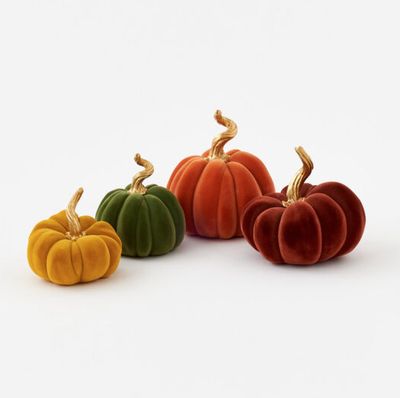 Flocked Pumpkin w/ Gold Stem
