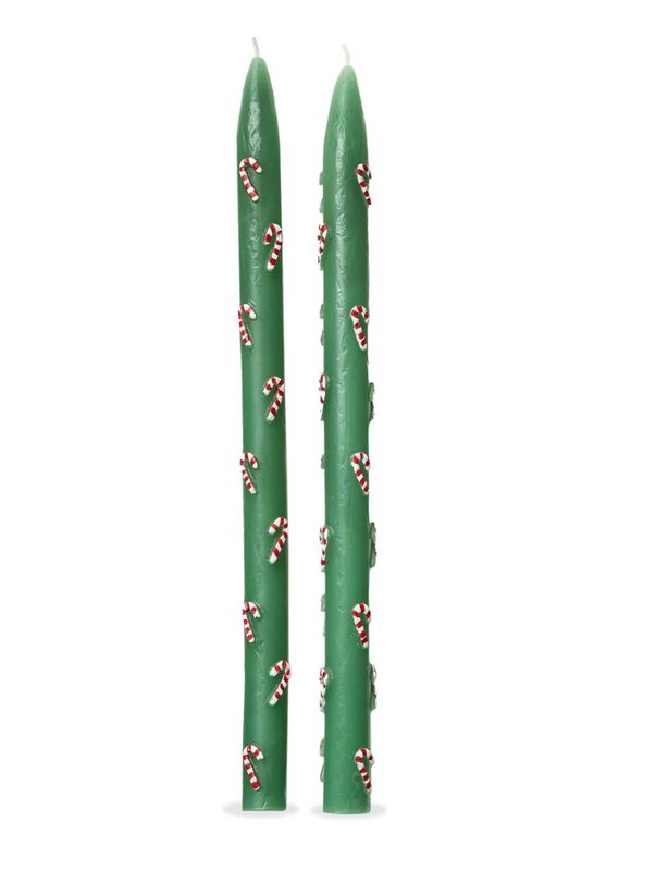 Candy Cane Hand Painted Taper Set Of 2