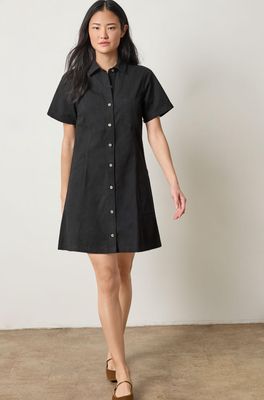 Lilla P Twill Paneled Shirt Dress - Black