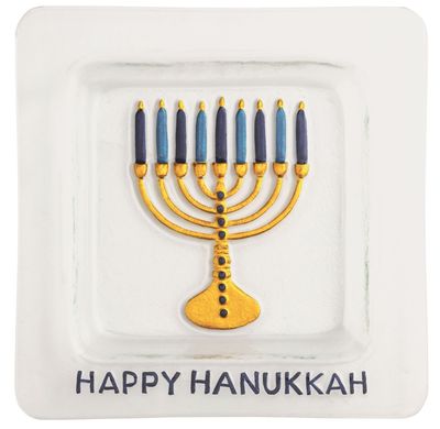 Glass Menorah Plate Glass Menorah Plate