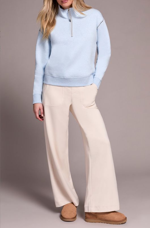 Tribal Zip Funnel Neck Sweatshirt Chambray