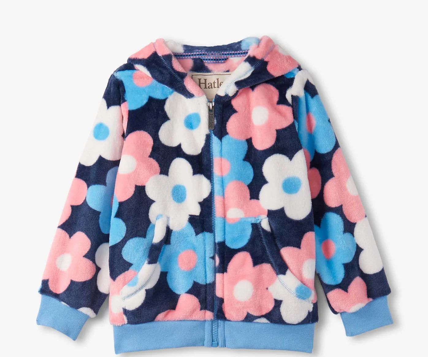 Hatley Big Flowers Fuzzy Fleece Zip Up Hoodie