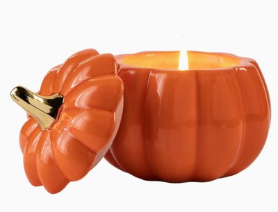 Pumpkin Candle w/ Gold Stem