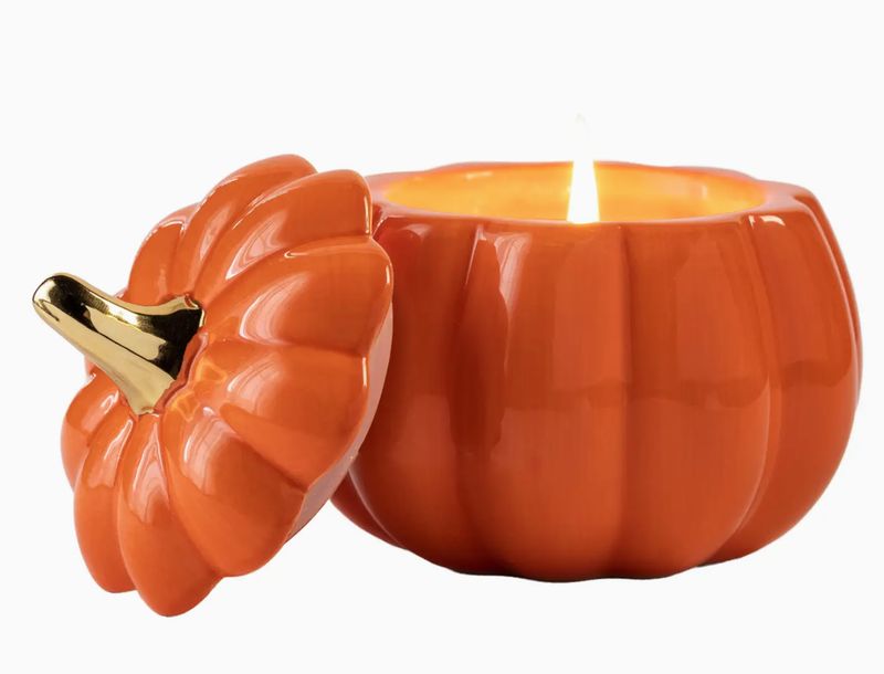 Pumpkin Candle w/ Gold Stem